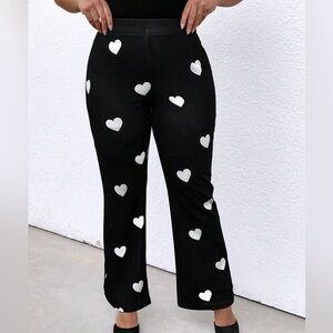 Heart Print Black Pants